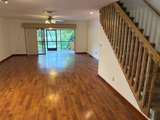 Empty room, Interior, Recessed Lighting, Wood Texture Flooring