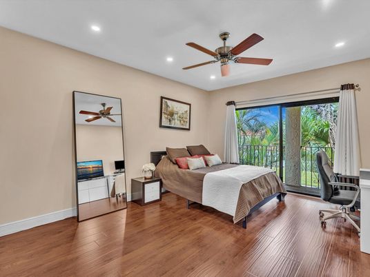 Bedroom, Home Office, Interior, Recessed Lighting, Wood Texture Flooring