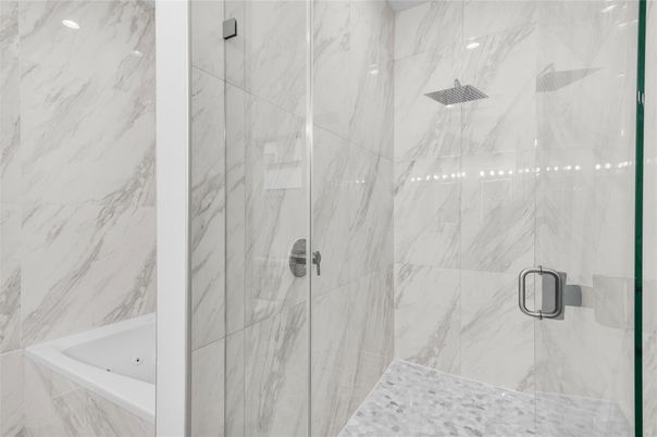 Bathroom, Glass Shower, Interior, Marble Walls