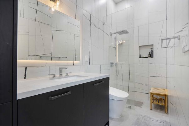 Bathroom, Glass Shower, Interior, Marble Walls