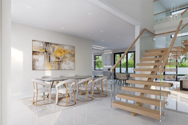 Dining room, Interior, Marble, Recessed Lighting