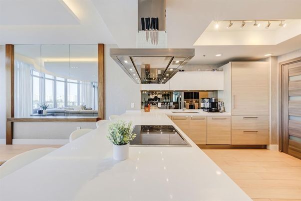 Interior, Kitchen, Recessed Lighting, Wood Texture Flooring