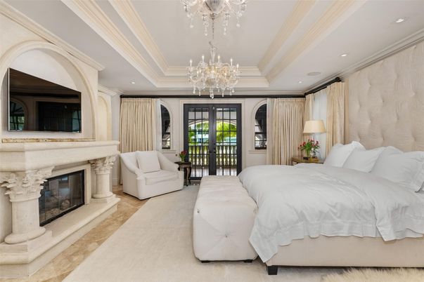 Bedroom, Chandelier, Fireplace, Interior, Recessed Lighting