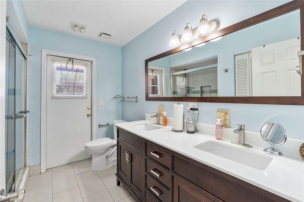 Bathroom, Dual Sink Vanities, Glass Shower, Interior
