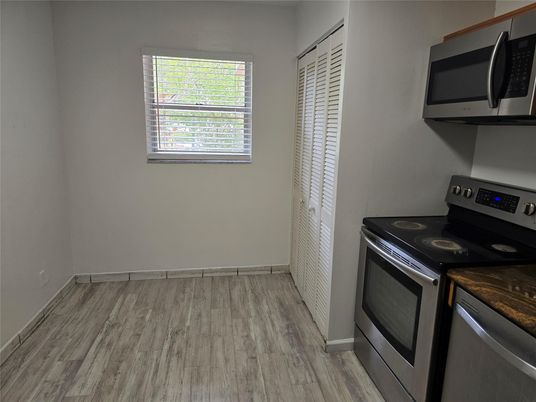Interior, Kitchen, Stainless Steel Appliances, Wood Texture Flooring