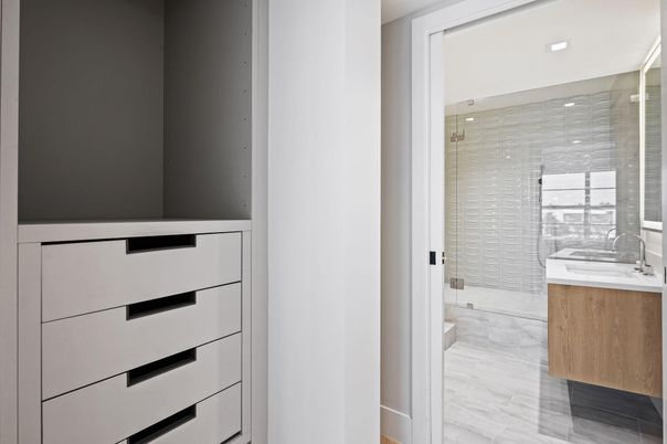 Bathroom, Glass Shower, Interior, Marble, Recessed Lighting