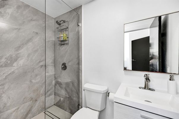 Bathroom, Glass Shower, Interior, Marble Walls