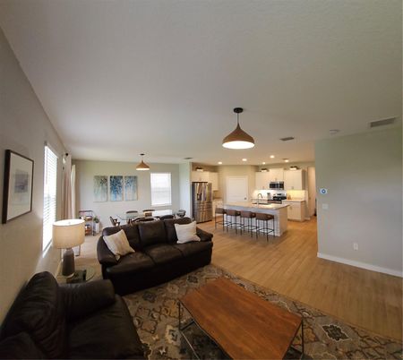 Dining room, Interior, Kitchen, Living room, Pendant Lights, Recessed Lighting, Stainless Steel Appliances, Wood Texture Flooring