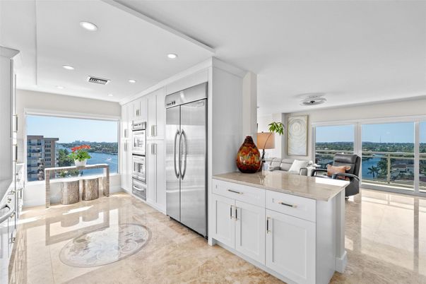 Interior, Kitchen, Recessed Lighting, Stainless Steel Appliances, Water