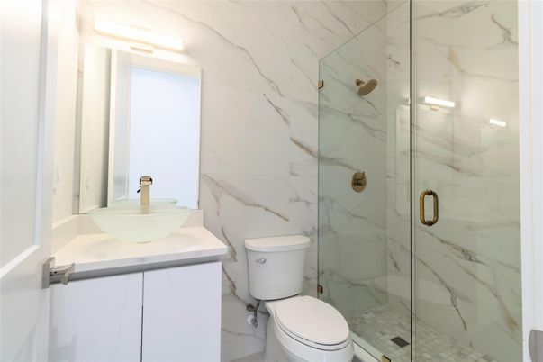 Bathroom, Glass Shower, Interior, Marble Walls