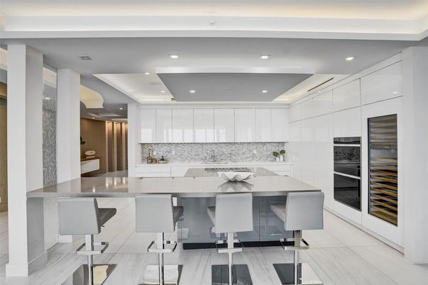 Interior, Kitchen, Marble, Recessed Lighting, Stainless Steel Appliances