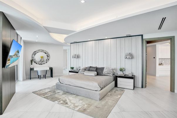 Bedroom, Interior, Marble, Recessed Lighting