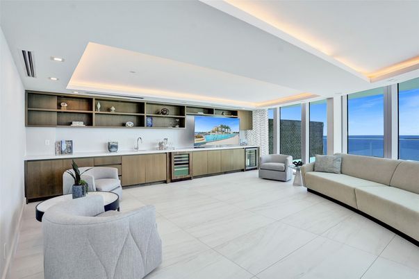 Interior, Living room, Marble, Recessed Lighting, Water