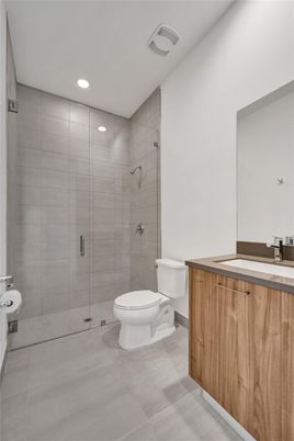 Bathroom, Glass Shower, Interior, Recessed Lighting