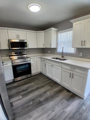 Interior, Kitchen, Stainless Steel Appliances, Wood Texture Flooring