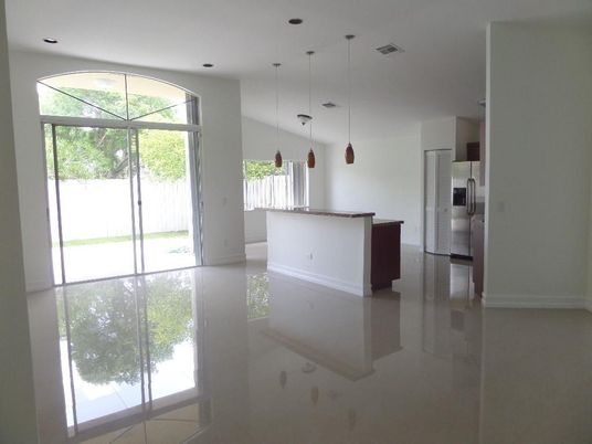 Empty room, Interior, Kitchen, Pendant Lights, Recessed Lighting, Stainless Steel Appliances