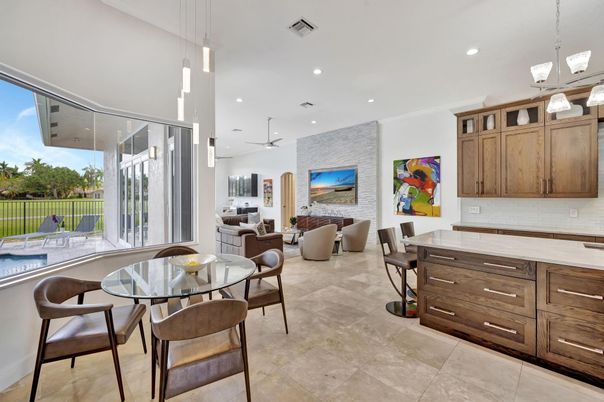 Dining room, Interior, Kitchen, Living room, Pendant Lights, Recessed Lighting, Stone Walls