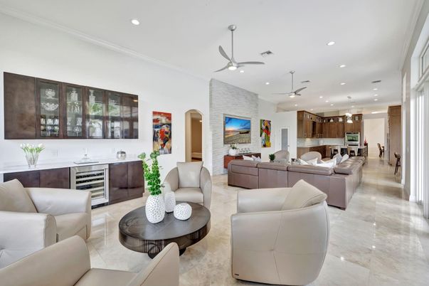 Interior, Kitchen, Living room, Pendant Lights, Recessed Lighting, Stone Walls