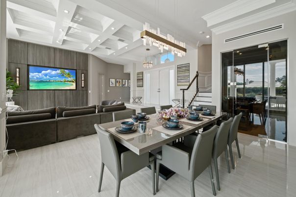 Dining room, Interior, Living room, Pendant Lights, Recessed Lighting