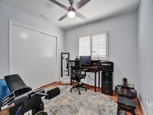 Fitness Equipment, Home Office, Interior, Wood Texture Flooring