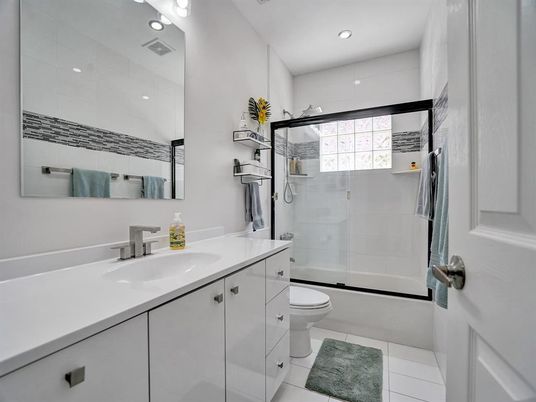 Bathroom, Glass Shower, Interior, Recessed Lighting