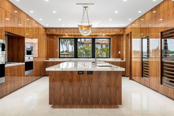 Interior, Kitchen, Recessed Lighting, Stainless Steel Appliances, Wooden Walls