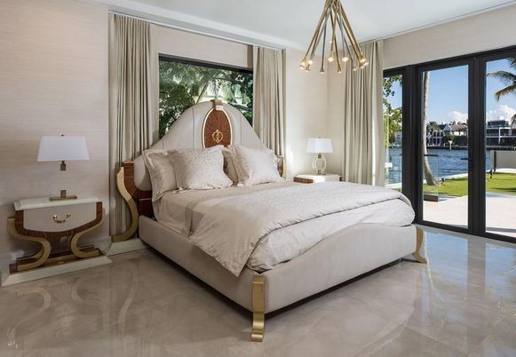 Bedroom, Interior, Pendant Lights, Water