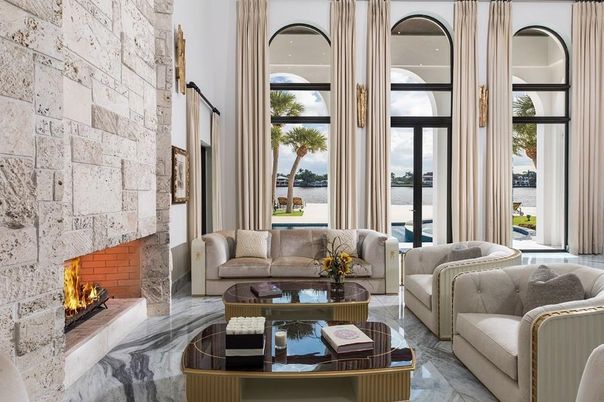 Fireplace, Interior, Living room, Stone Walls