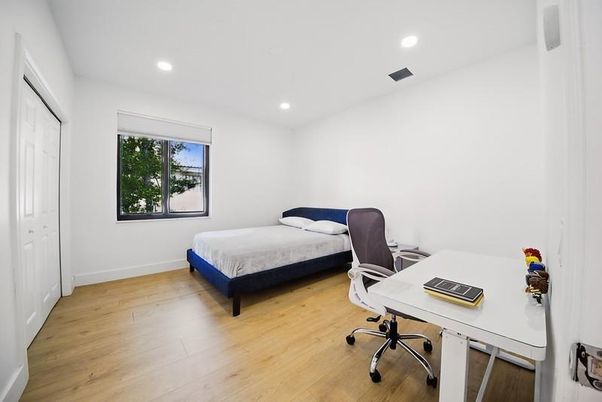 Bedroom, Home Office, Interior, Recessed Lighting, Wood Texture Flooring