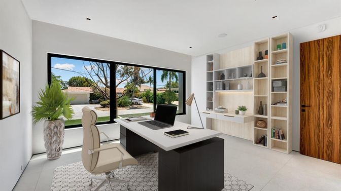 Home Office, Interior, Recessed Lighting