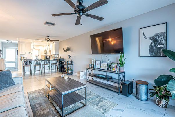 Interior, Kitchen, Living room, Marble, Recessed Lighting