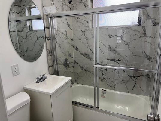 Bathroom, Glass Shower, Interior, Marble Walls