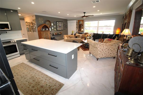 Interior, Kitchen, Living room, Marble, Recessed Lighting