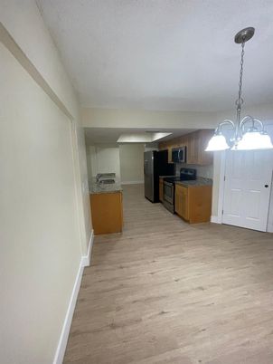 Interior, Kitchen, Pendant Lights, Wood Texture Flooring