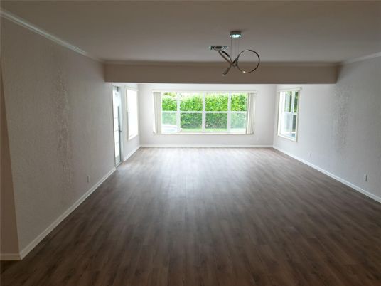 Empty room, Interior, Pendant Lights, Wood Texture Flooring