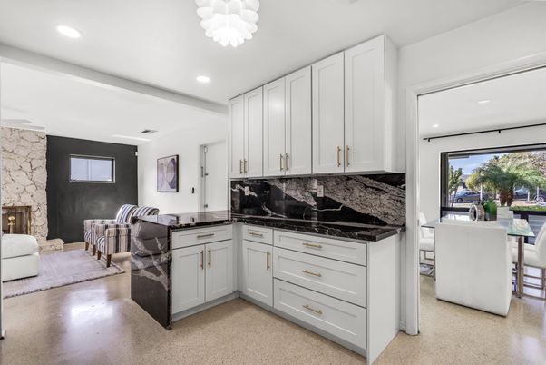 Chandelier, Dining room, Fireplace, Interior, Kitchen, Recessed Lighting