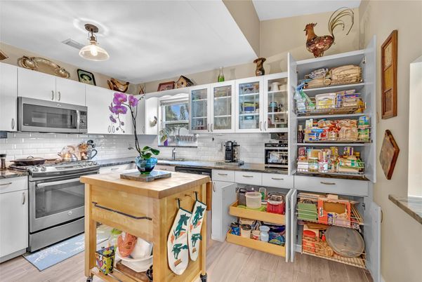 Interior, Kitchen, Stainless Steel Appliances, Wood Texture Flooring