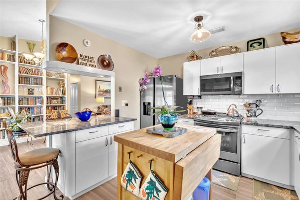 Interior, Kitchen, Stainless Steel Appliances, Wood Texture Flooring