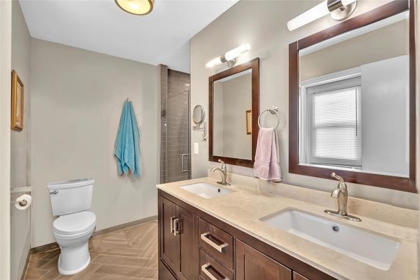 Bathroom, Dual Sink Vanities, Interior, Wood Texture Flooring