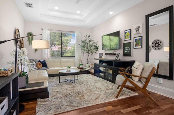 Interior, Living room, Recessed Lighting, Wood Texture Flooring