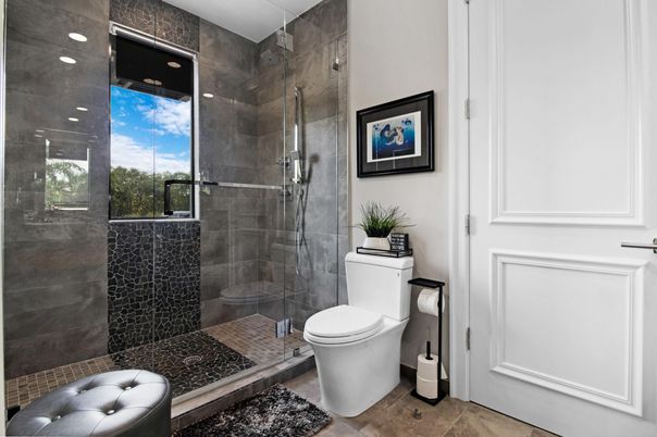 Bathroom, Glass Shower, Interior, Recessed Lighting