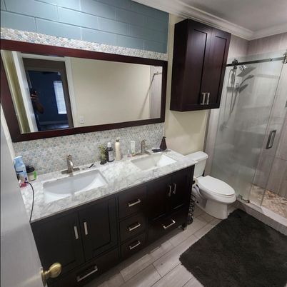 Bathroom, Dual Sink Vanities, Glass Shower, Interior