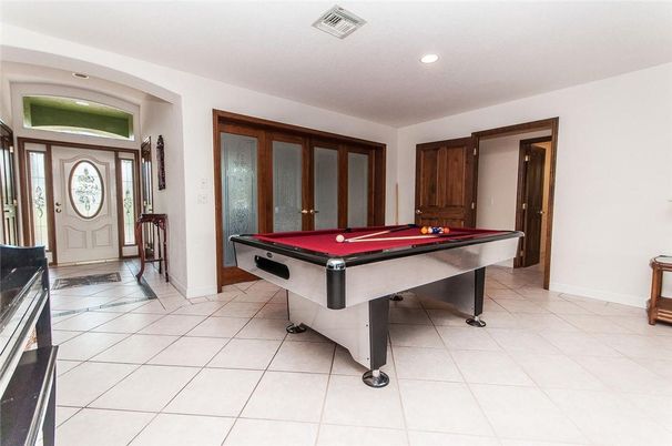 Billiard Table, Game Room, Interior, Recessed Lighting