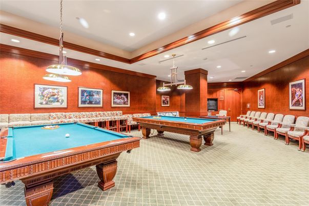Billiard Table, Game Room, Interior, Pendant Lights, Recessed Lighting