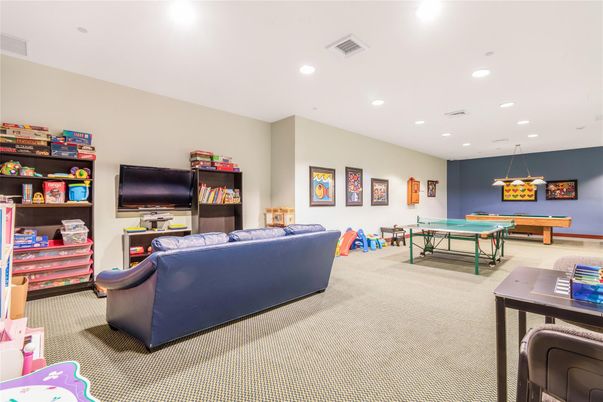 Billiard Table, Game Room, Interior, Living room, Pendant Lights, Recessed Lighting
