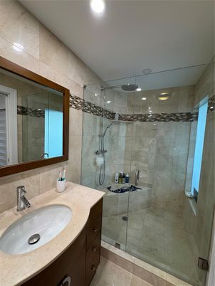 Bathroom, Glass Shower, Interior, Recessed Lighting