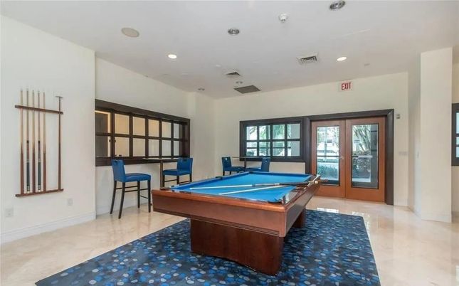 Billiard Table, Game Room, Interior, Recessed Lighting