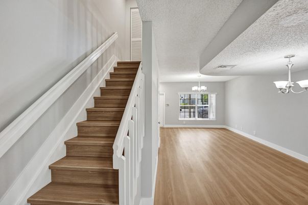 Chandelier, Empty room, Interior, Wood Texture Flooring
