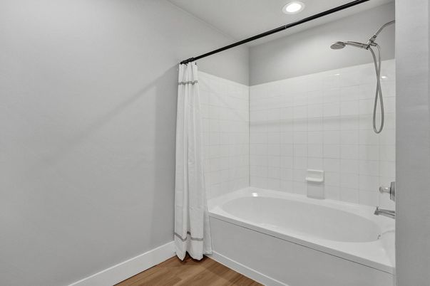 Bathroom, Interior, Recessed Lighting, Wood Texture Flooring