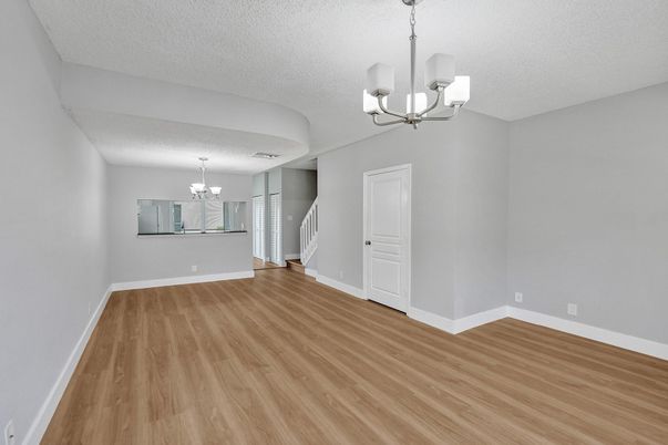 Chandelier, Empty room, Interior, Wood Texture Flooring